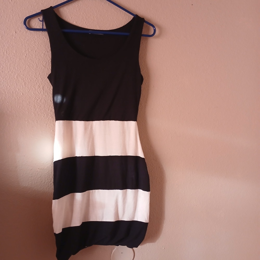 Soprano Striped Black and White Mini Dress